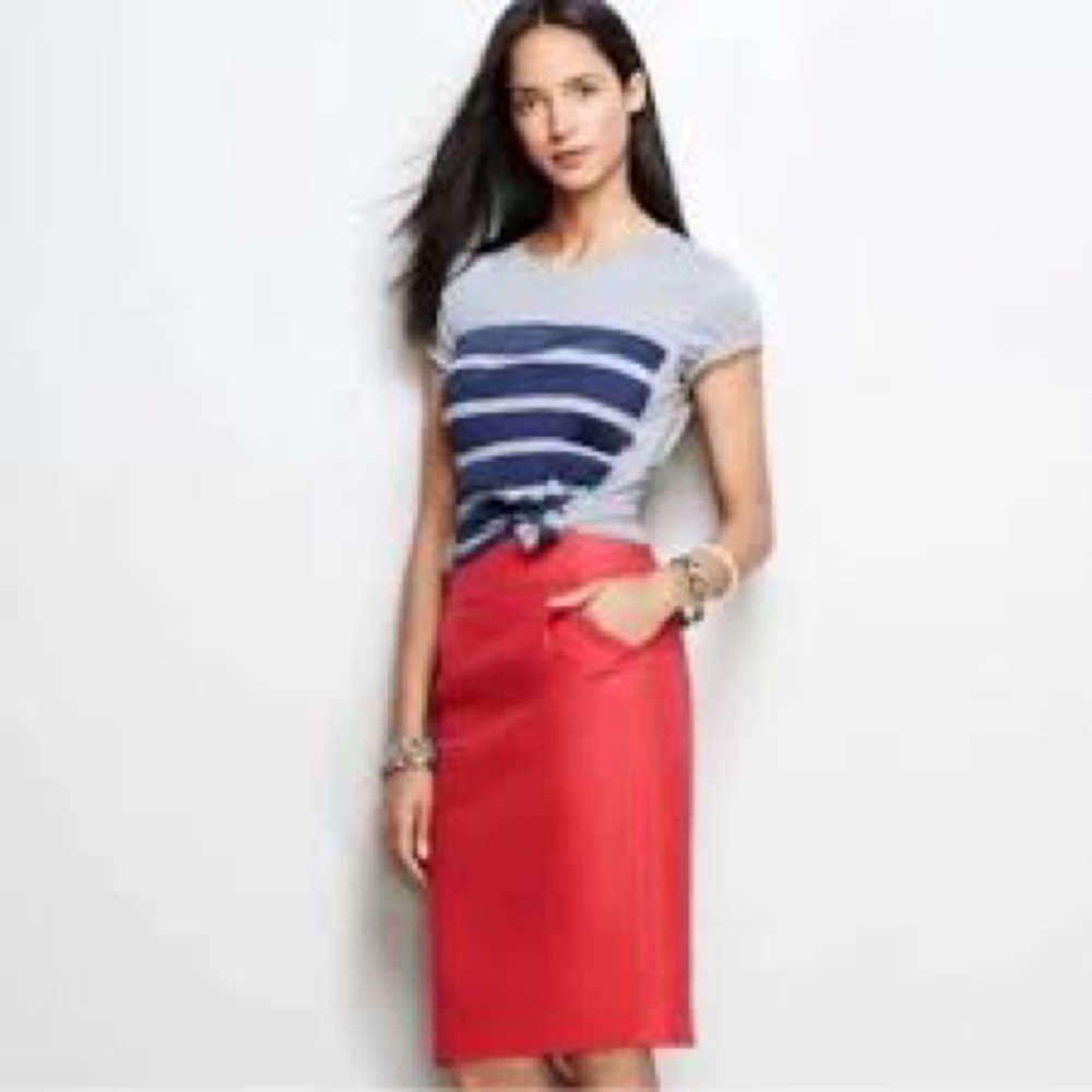 J. Crew Red Pencil Skirt Knee-Length Casual No. 2 - size 2